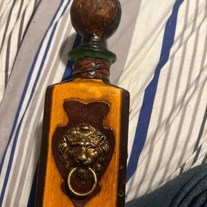 Vintage leather with brass Lion Head Decorative decanter